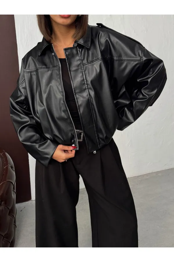 F 2035 SUNİ DERİ MONT - SİYAH