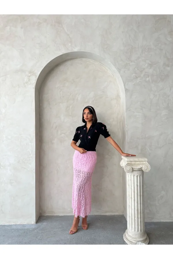 Kol Ucu Toptan Etek Gipeli Düğmeli Toptan Gömlek - Siyah | Topshow