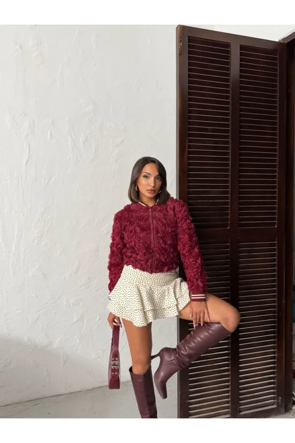 Topshow - Manteau zippé Rose Süzüneli en gros - Rouge bordeaux