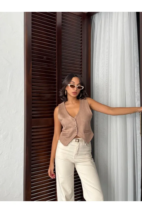 Topshow Vizon Süet Toptan Yelek