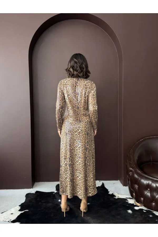 Topshow - Jupe léopard tendance en gros - Élégance du jour au soir - Léopard foncé