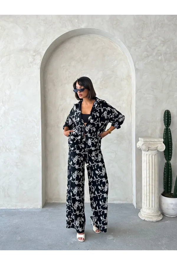 Pantalon brodé Süzüne - Noir | Topshow | F1927