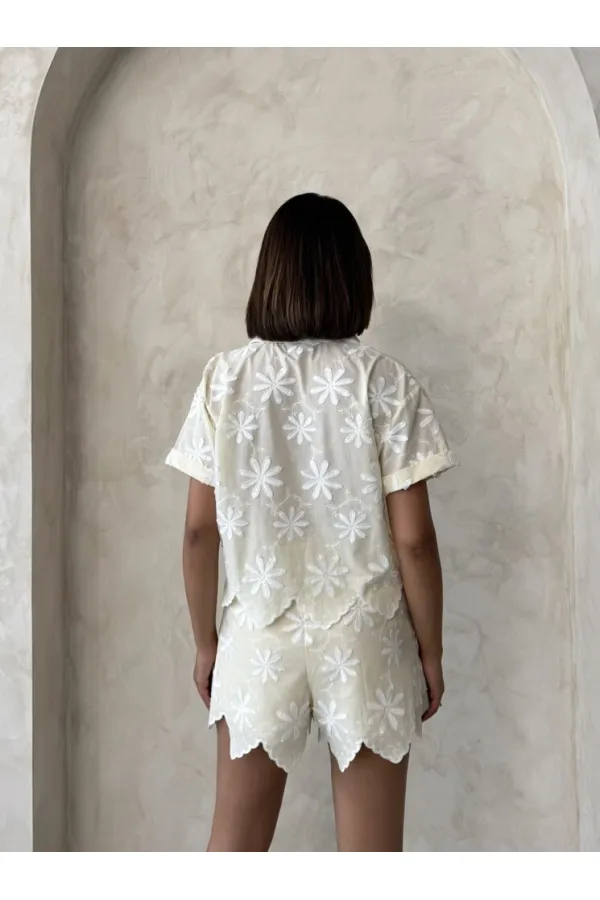 Nakışlı Toptan Gömlek - Sarı | Topshow