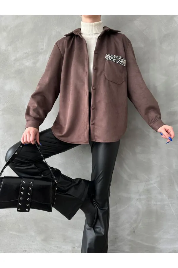 Chemise en daim marron (vente en gros) | TOPSHOW | F1517