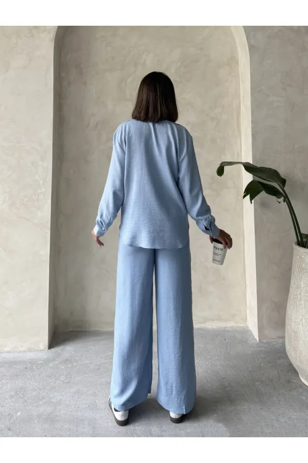 Topshow Mavi Keten Toptan Pantolon