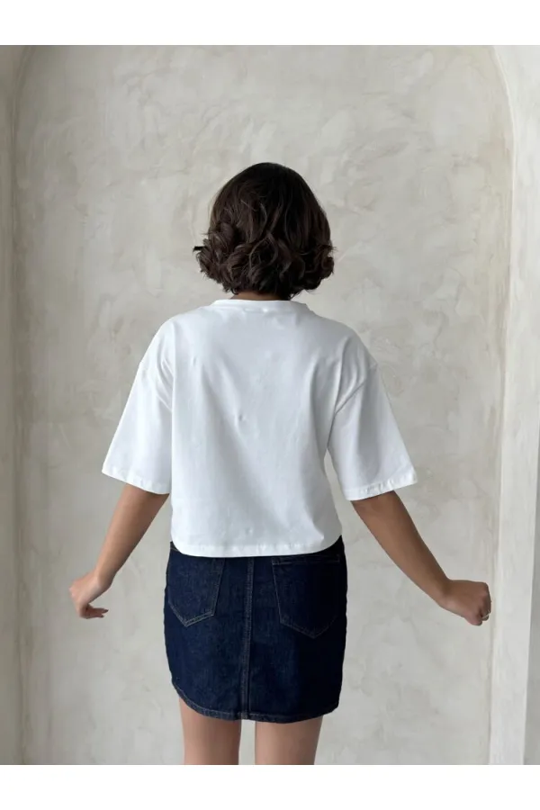 T-shirt bleu avec poche, en gros | Topshow