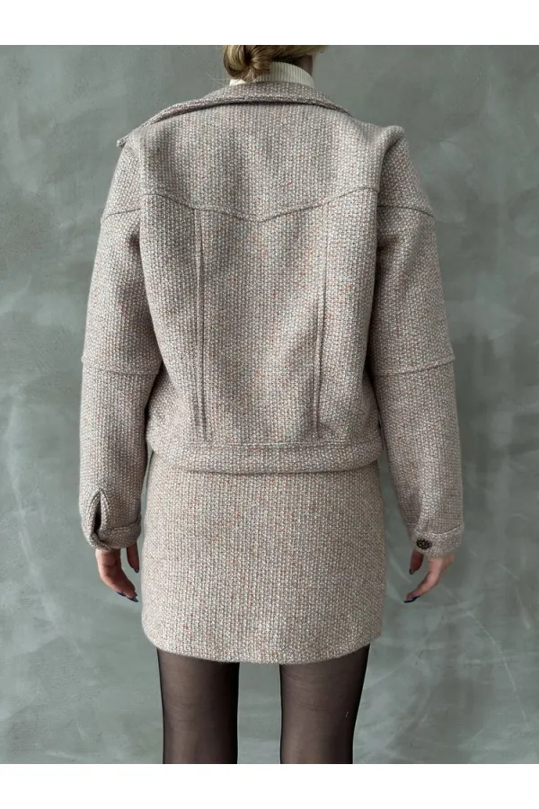 Dugmeli Kase Toptan Mont - Açık Kahve | TOPSHOW | F1547