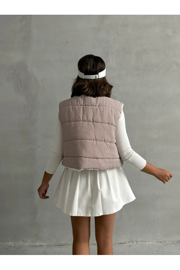 Doudoune sans manches en fibre à motif Pitikare - Marron | TOPSHOW | F1741