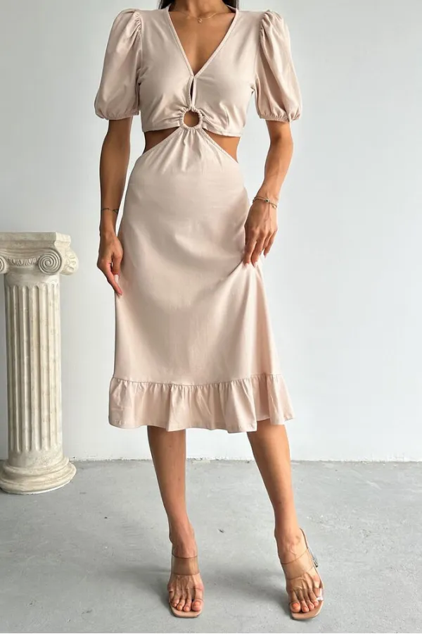 Topshow Taş V Yaka Dekoltelı Boydan Toptan Elbise