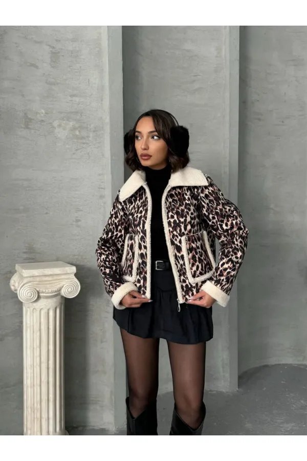 Manteau en peluche en gros - Léopard D2 | TOPSHOW | F1814