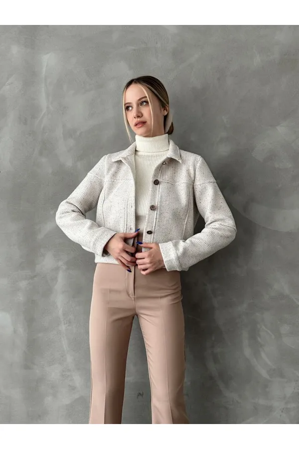 Manteau à boutons en gros - Crème | TOPSHOW | F1547