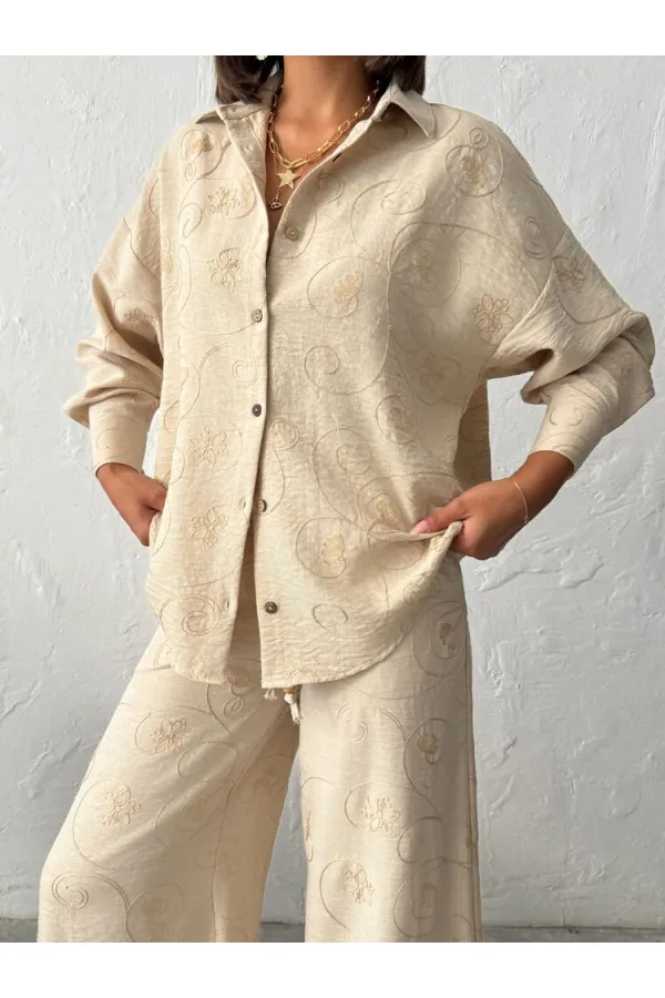 Nakışlı Toptan Gömlek - | Topshow | F1899