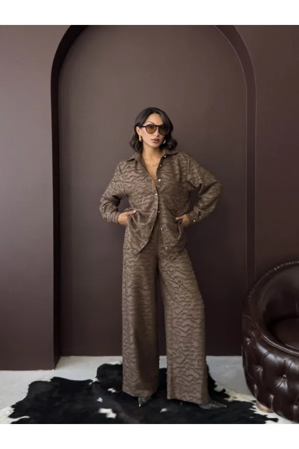 Topshow - Chemise tissée jacquard en gros - Marron