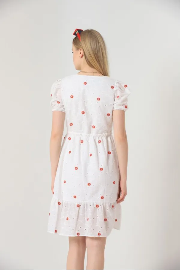 Robe Topshow rouge à fleurs mi-longue, vente en gros