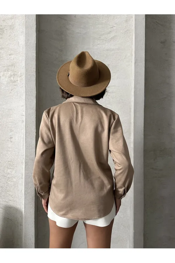 Chemise en daim en gros - Vison | TOPSHOW | F1517