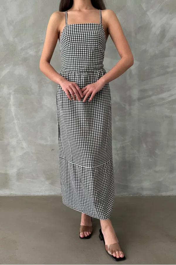 Topshow Black Strap Ankle Length Wholesale Dress