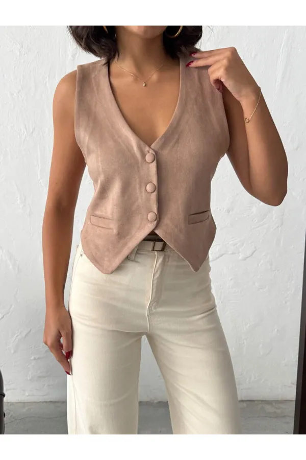 Topshow Vizon Süet Toptan Yelek