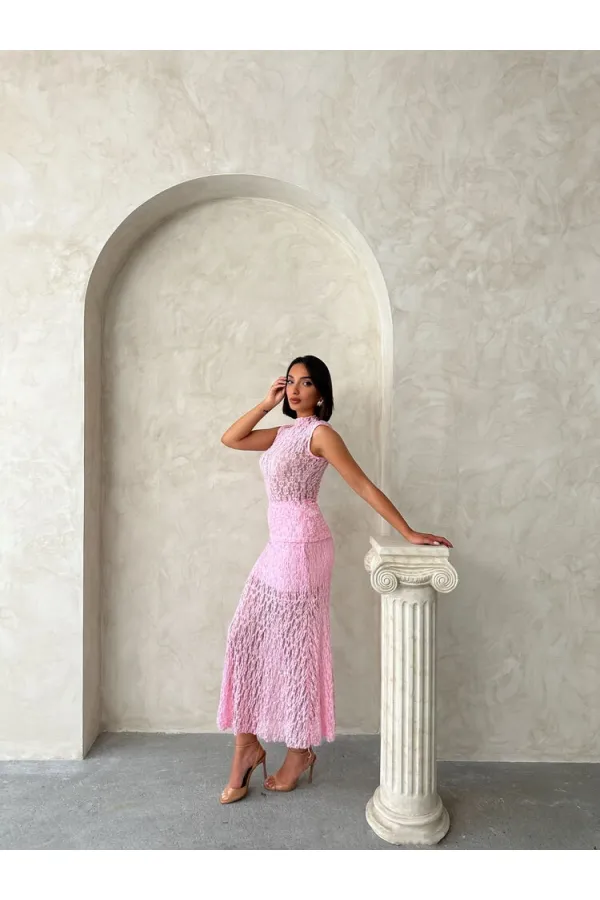 Blouse en dentelle à manches zéro - Rose (vente en gros) | Topshow