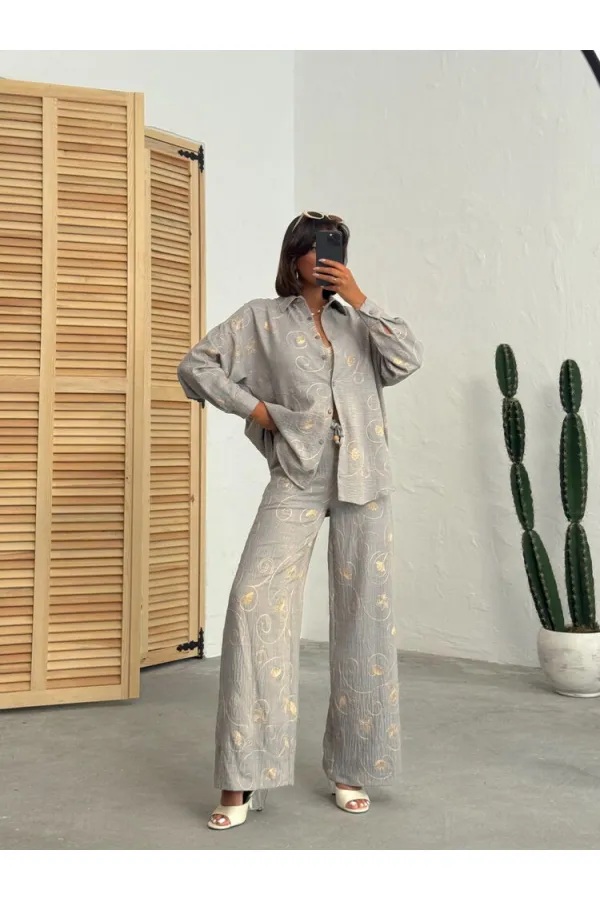 Embroidered Wholesale Trousers - Gray Dsn2 | Topshow | F1900