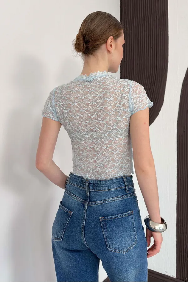 D 3007 GÜPÜR T SHIRT - MAVİ