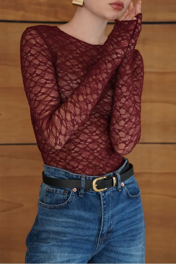 Blouse en dentelle en gros - Prune | F2092 - Topshow