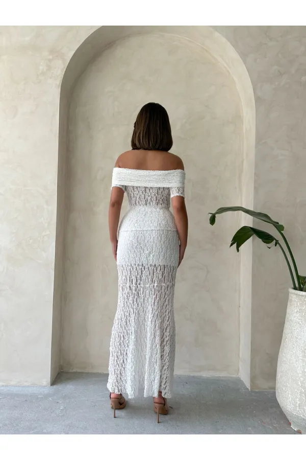 Dantel Toptan Abiye Etek- Krem | TOPSHOW | F1887