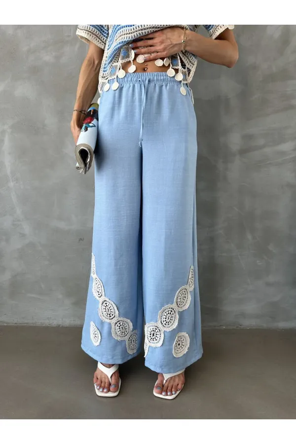 Topshow Mavi Bağcıklı Toptan Pantolon