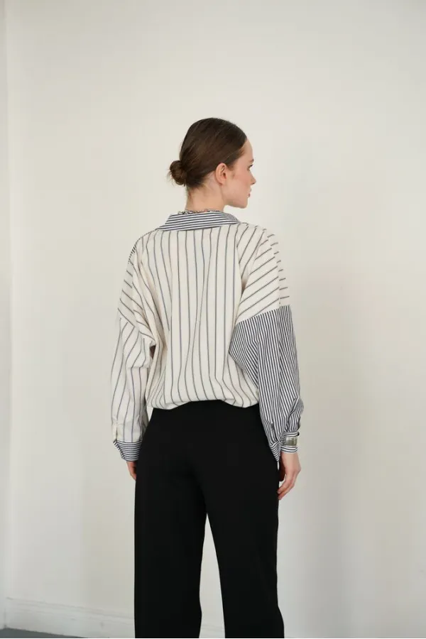 Yakadan Toptan Etek Ucuna Capraz Dikim Toptan Gömlek - Taş Siyah | F2094 - Topshow