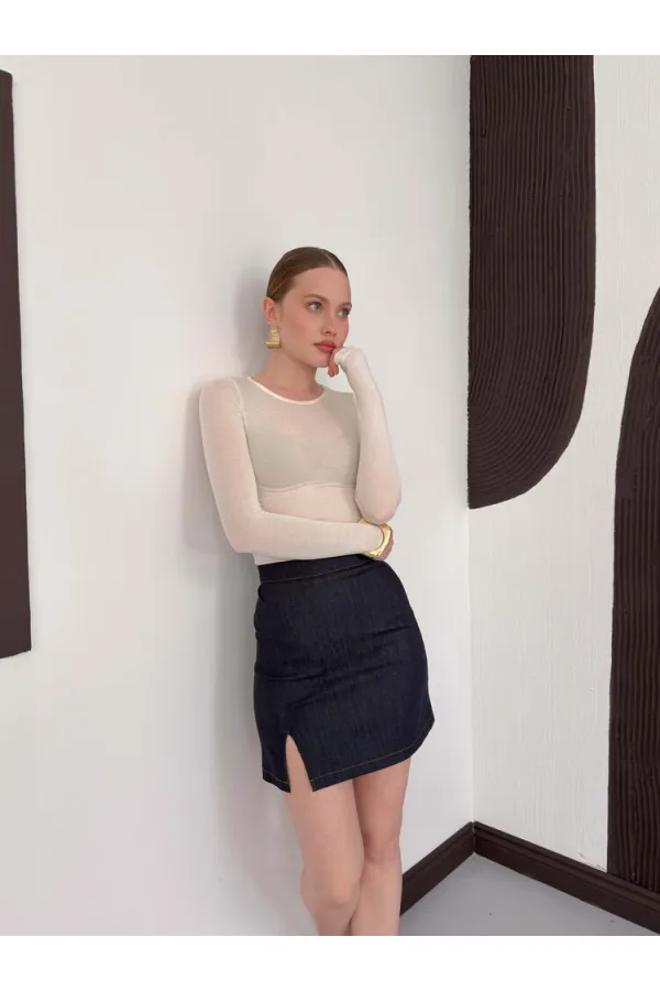 Kot Etek - Lacivert | D3029 Topshow