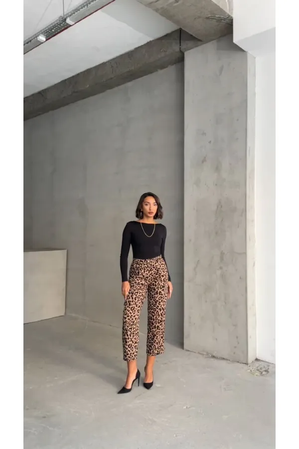 Patterned Wholesale Trousers - Mink Black | TOPSHOW | F1788
