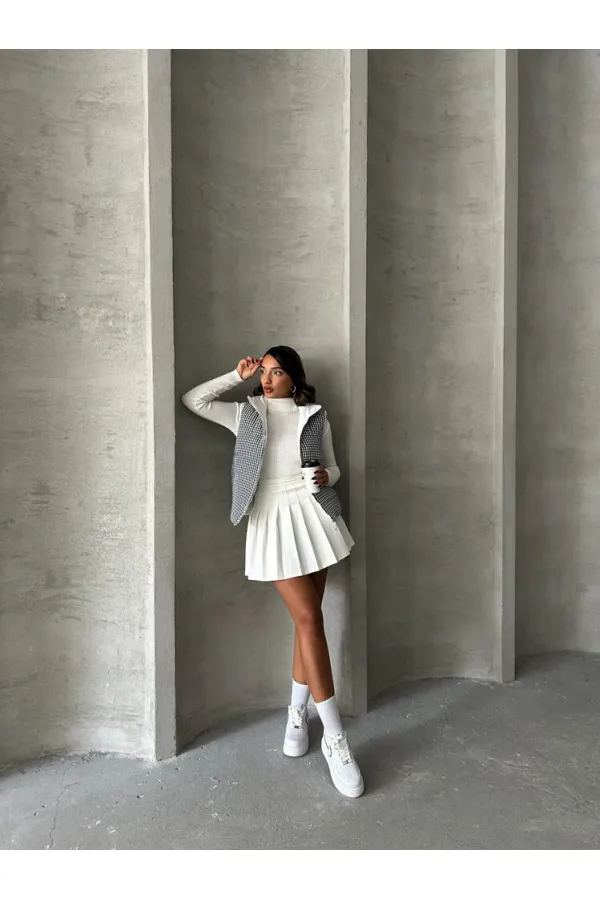 Gilet gonflable en fibre à motif Pitikale - Noir | TOPSHOW | F1740