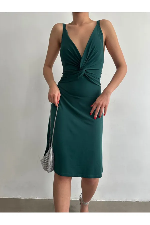 Robe Topshow à bretelles fines et col en V au-dessus du genou (vente en gros)