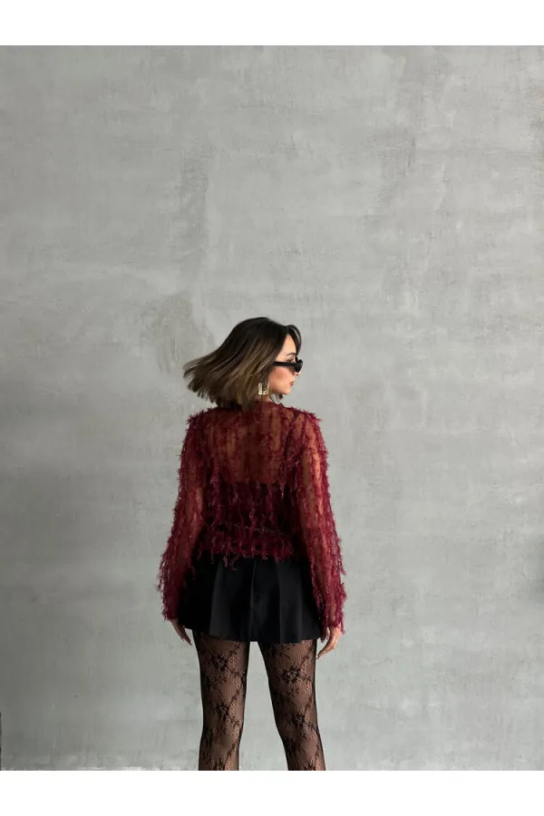 Hair Braided Wholesale Blouse - Burgundy | TOPSHOW | F1601