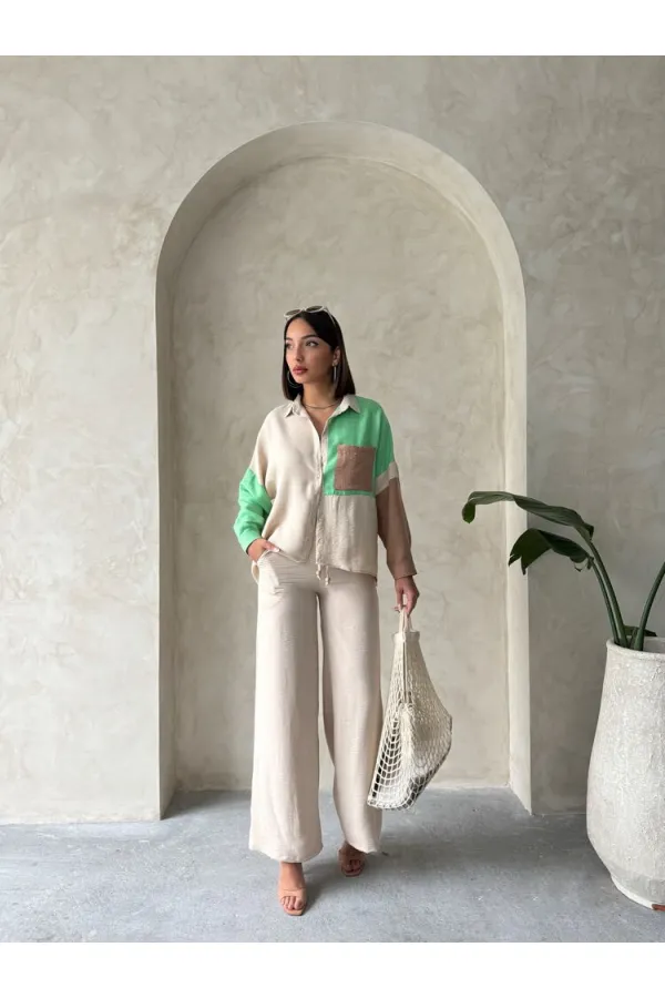 Chemise ornée en gros - Pierre émeraude | TOPSHOW | F1447