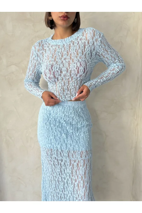 Dante Evening Blouse - Blue | Topshow | F1886