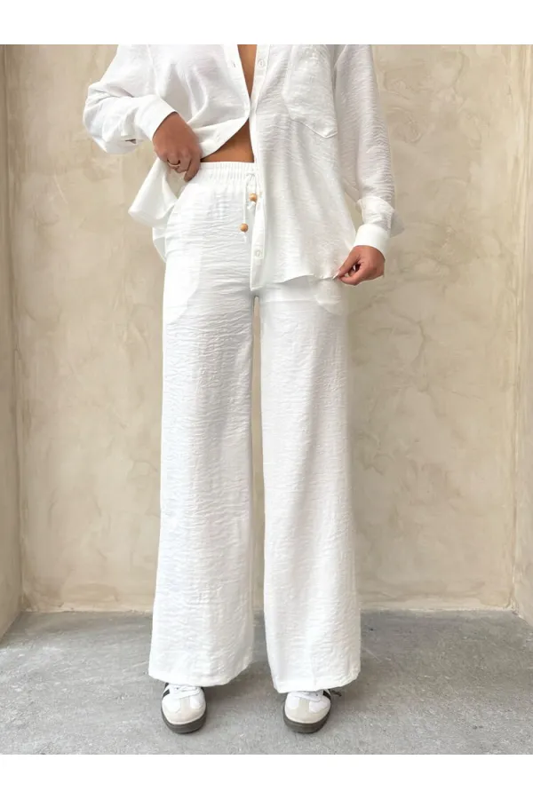 Topshow Krem Keten Toptan Pantolon