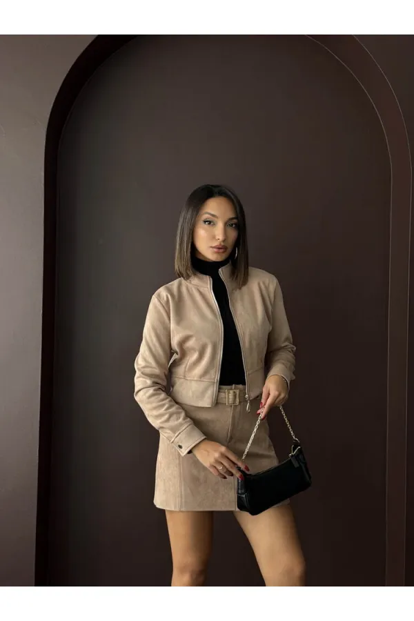 Topshow Kemerli Toptan Etek - Vizon | F1801