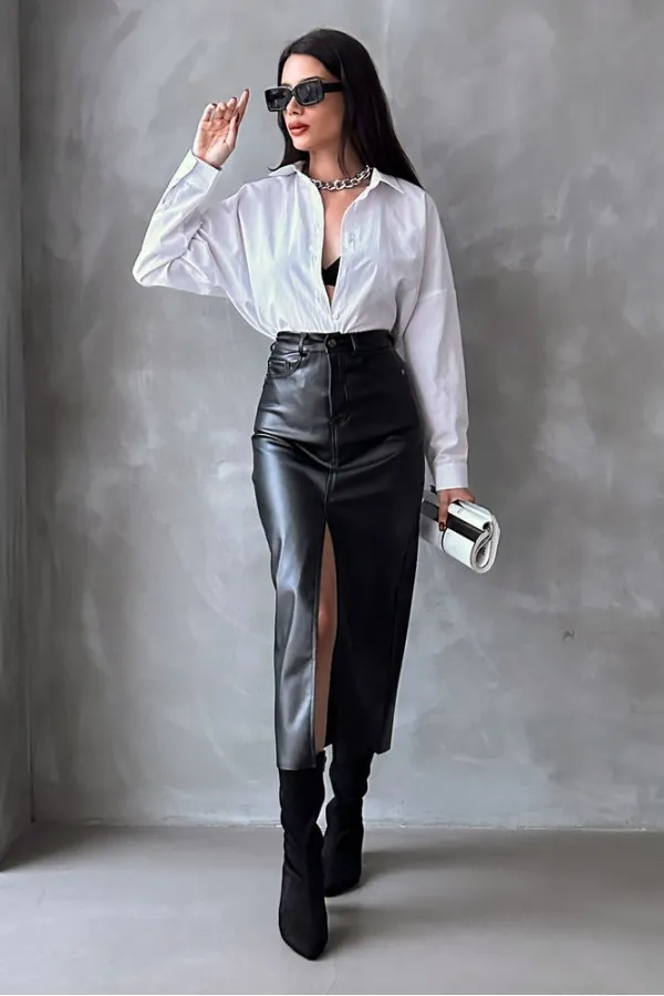 Deri Toptan Etek - Siyah | TOPSHOW | F1569