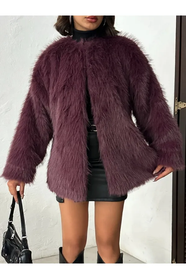 Suni Kürk Toptan Ceket - Mürdüm | TOPSHOW | F1608