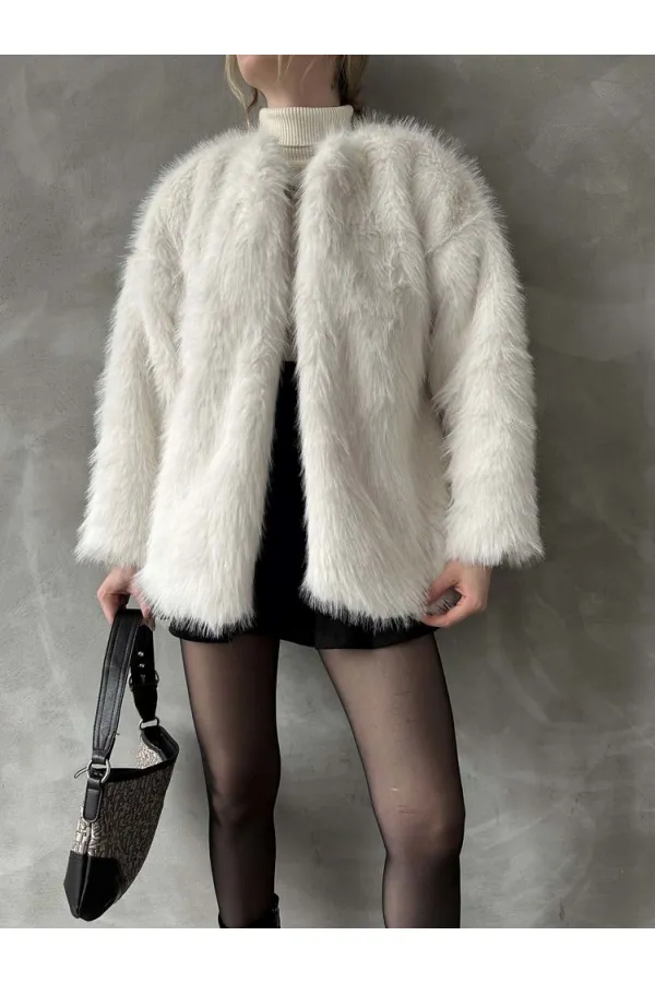 Topshow Krem Peluş Toptan Kaban | F1608