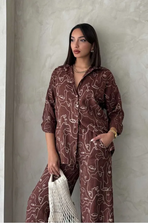 Embroidered Wholesale Shirt - Brown | Topshow | F1899