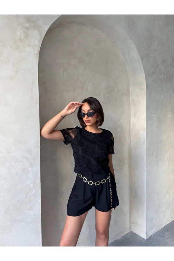 Beaded Wholesale Blouse - Black | Topshow