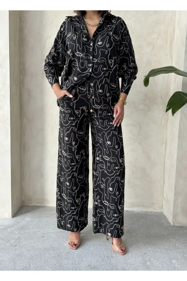 Pantalon brodé en gros - Noir | Topshow | F1900