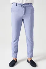 Erkek İndigo Beli Yarım Lastikli Gold Gofre  Pantolon