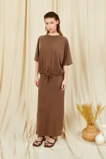 Women's Coffee 164 Raglan Sleeve Skirt with Tie Hem Blouse and Skirt Modal Set