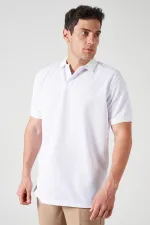 Erkek Beyaz Ayaklı Yaka Ottoman Basic Tişört