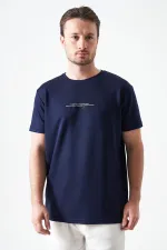 T-shirt en modal imprimé REFRESH, col rond, bleu marine, pour homme