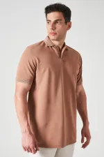 Erkek Vizon Ayaklı Yaka Ottoman Basic Tişört