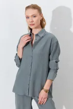 Kadın Haki Oversize Gömlek