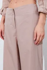 Kadın Vizon Geniş Double Boru Paça Pantolon